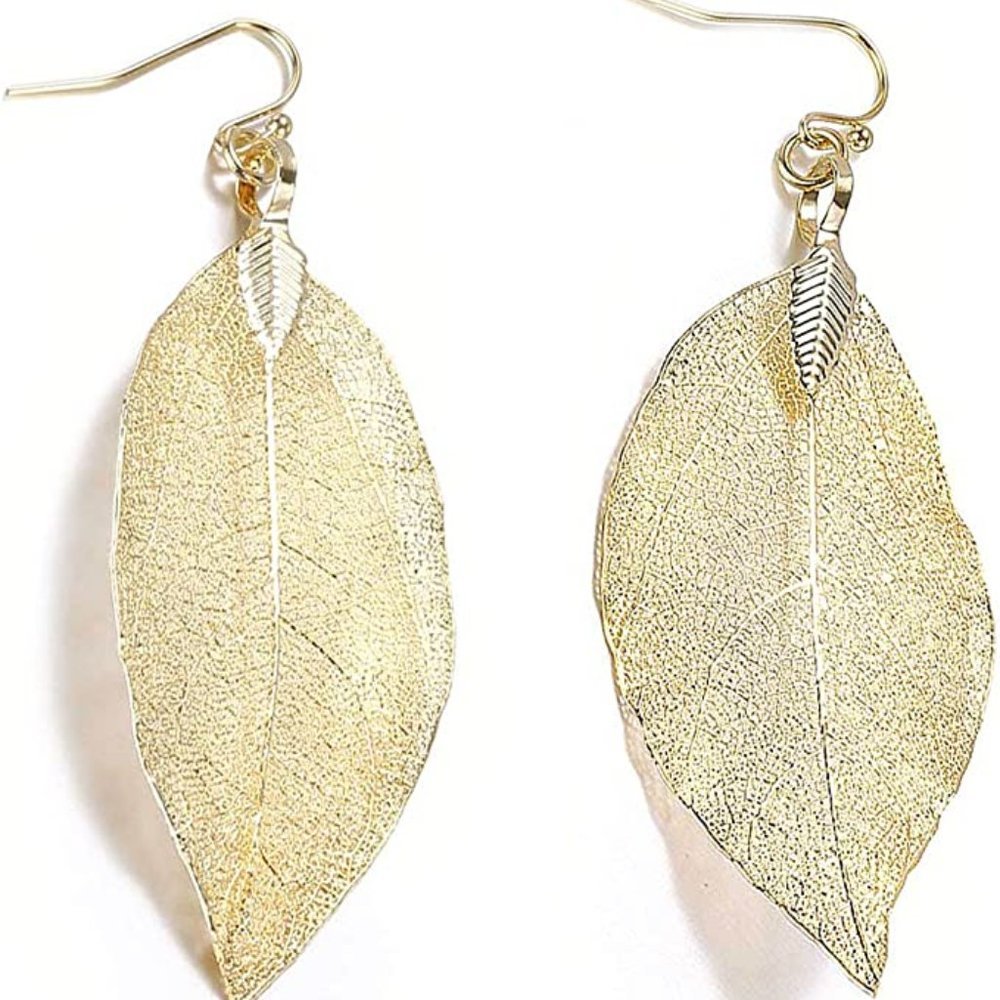 Leaf Pendant Dangle Earrings - image 1